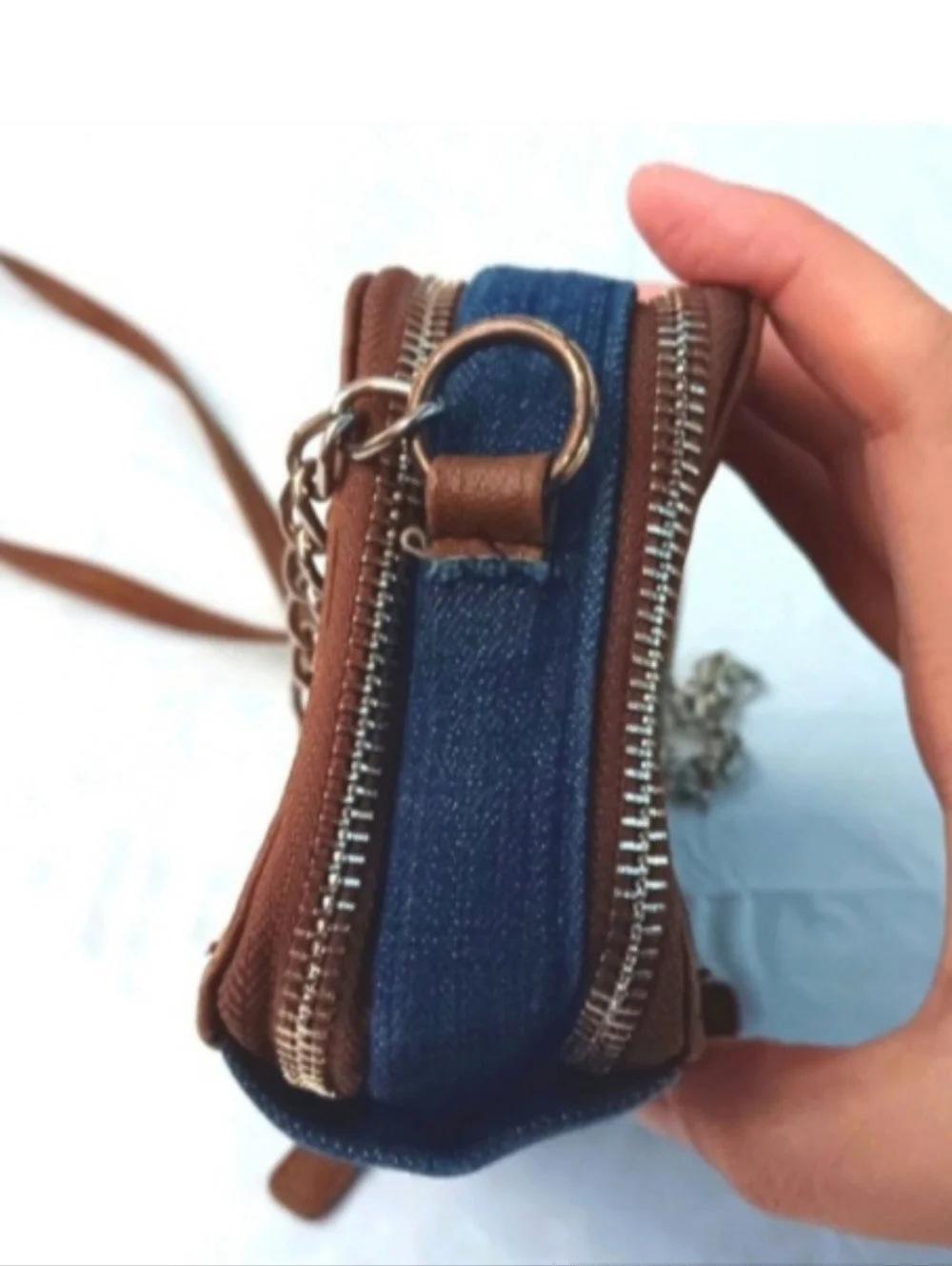 Jessica Simpson Mini Crossbody Wallet Bag | EUC | Denim, Studs, Zip Around